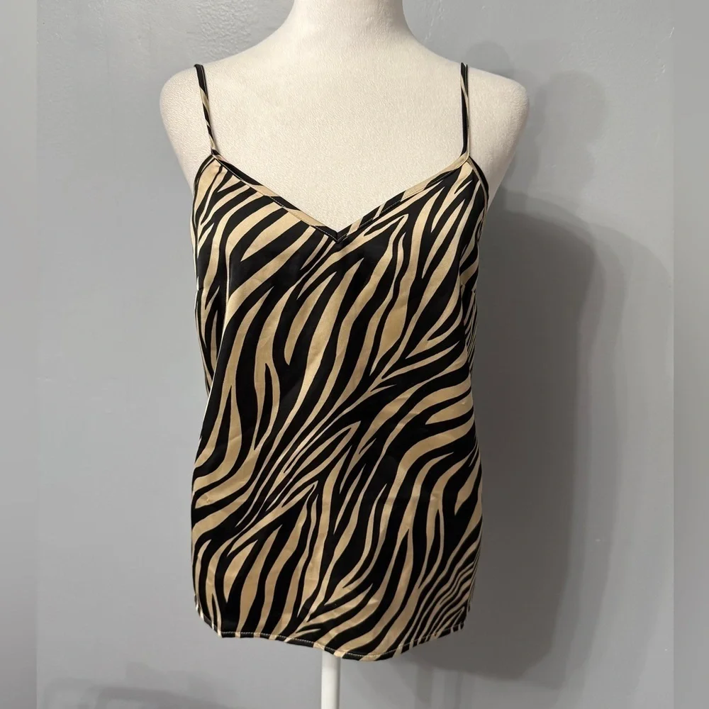 #1) J. Crew Black and Tan Zebra Camisole